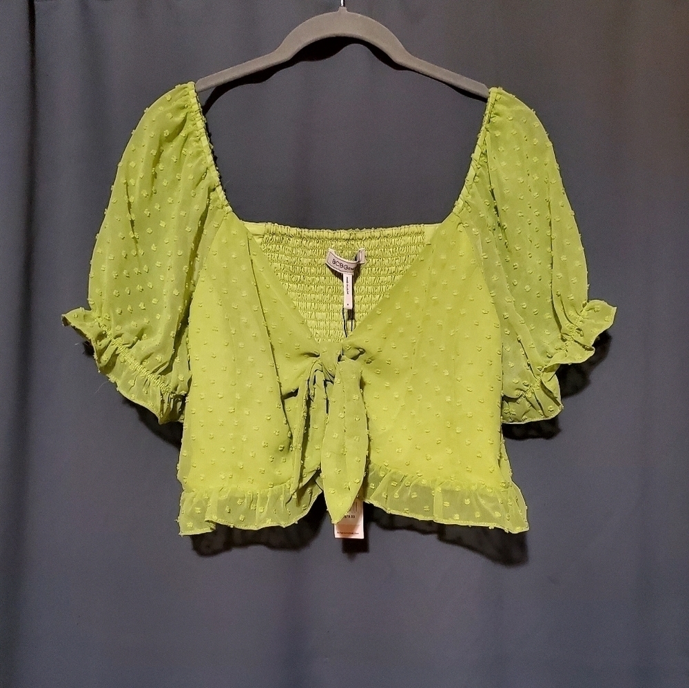 BCBGeneration Lime Green Crop Top Sz Medium NWT